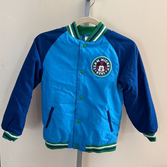 Disney Varsity Jacket Team Mickey Mouse 1928 Blue Snap Kids Size 7 8 - Picture 15 of 16